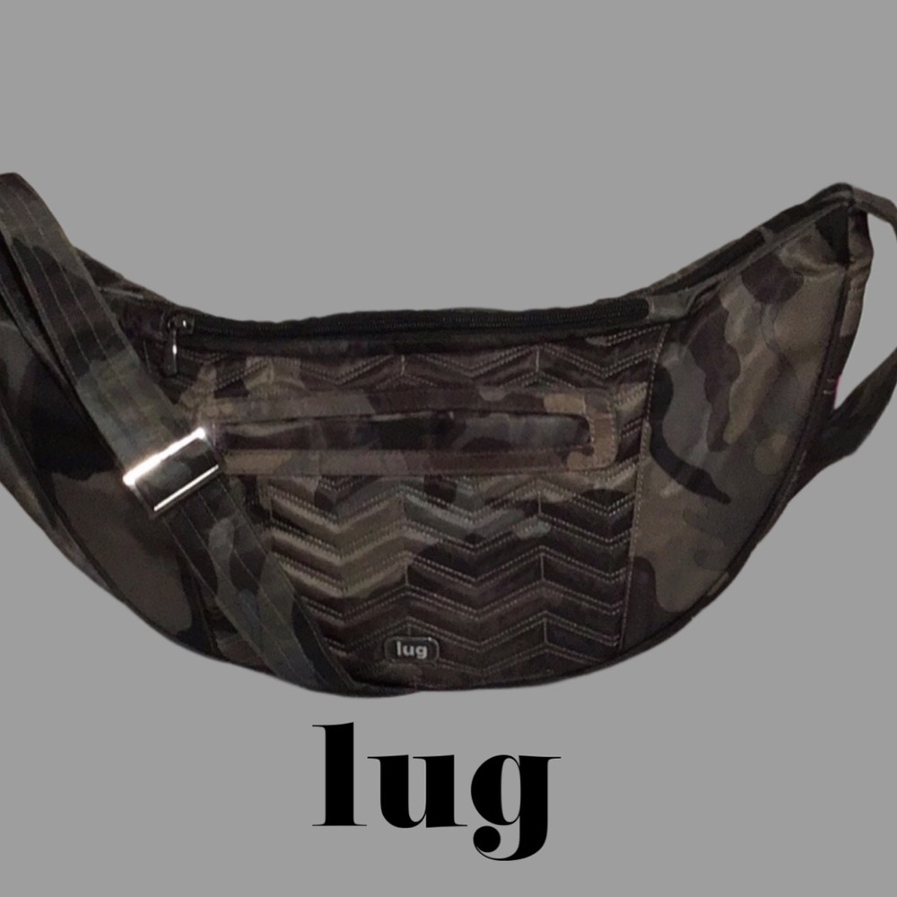 LUG Boomerang Charcoal Gray Camo Print Crossbody Sling Freestyle Bag - Picture 4 of 14